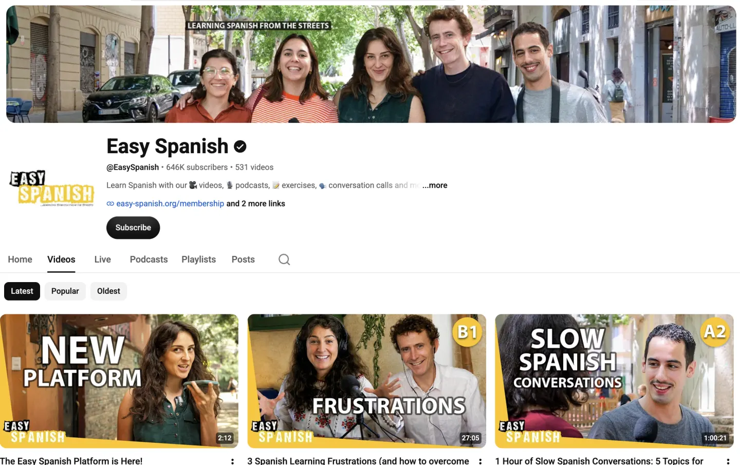 The Easy Spanish channel on YouTube.