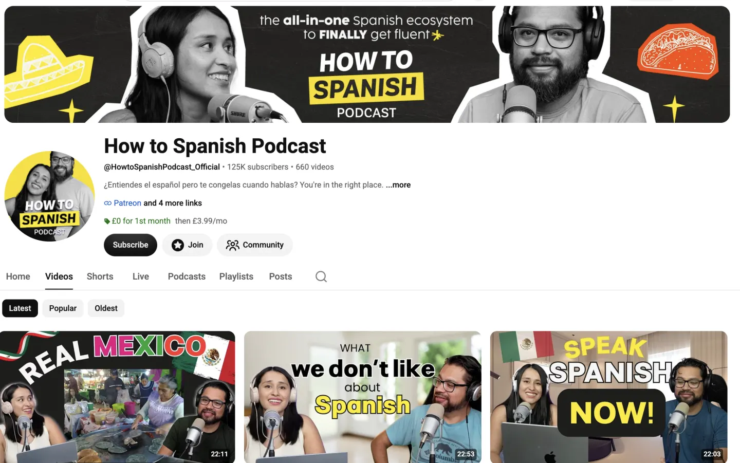 The How to Spanish channel on YouTube.