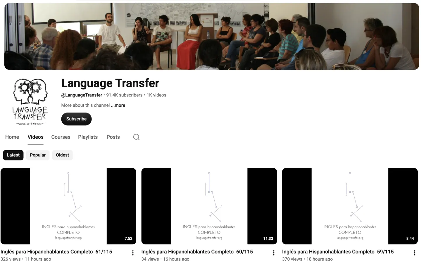 The Language Transfer channel on YouTube.