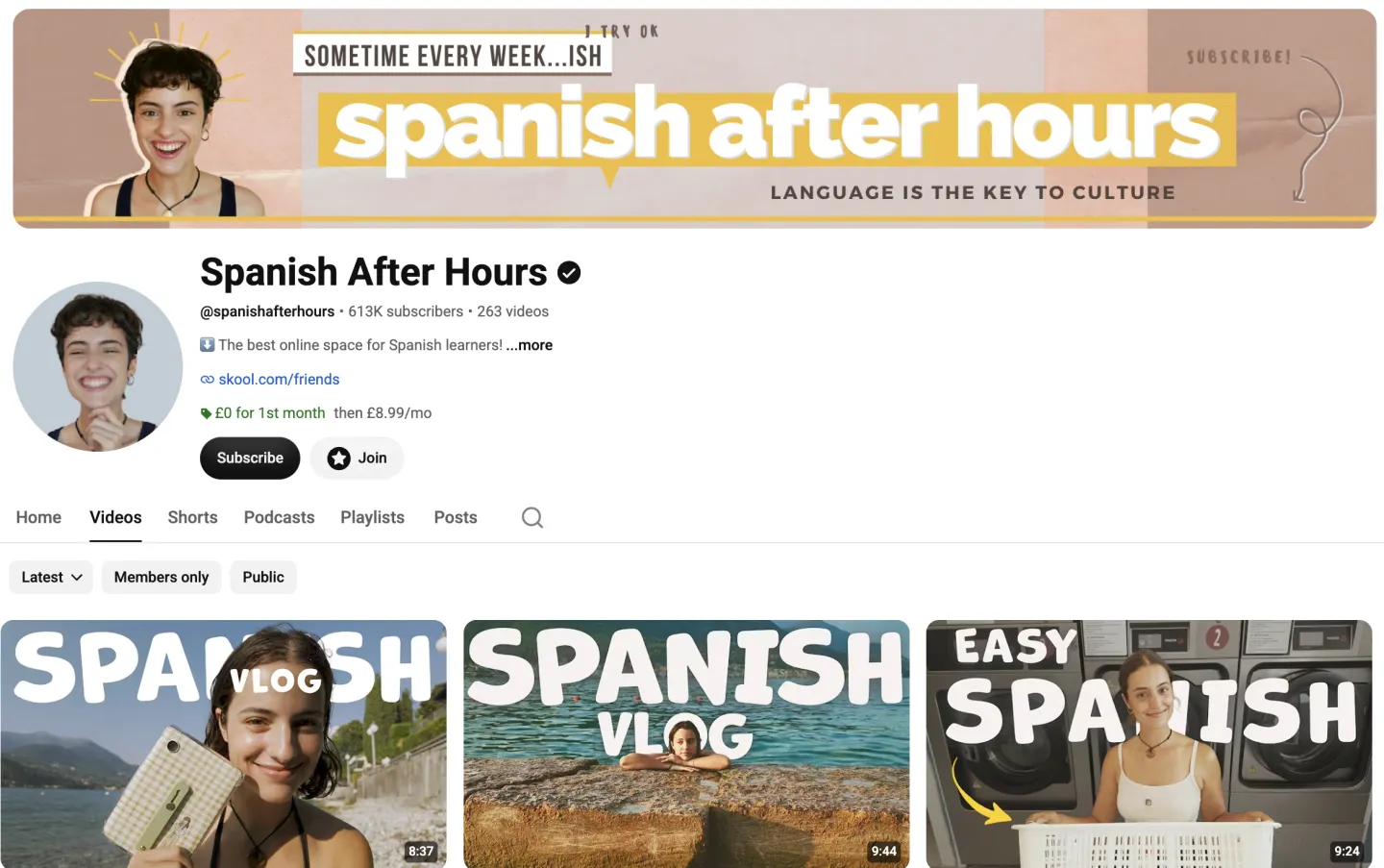 The Spanish After Hours channel on YouTube.