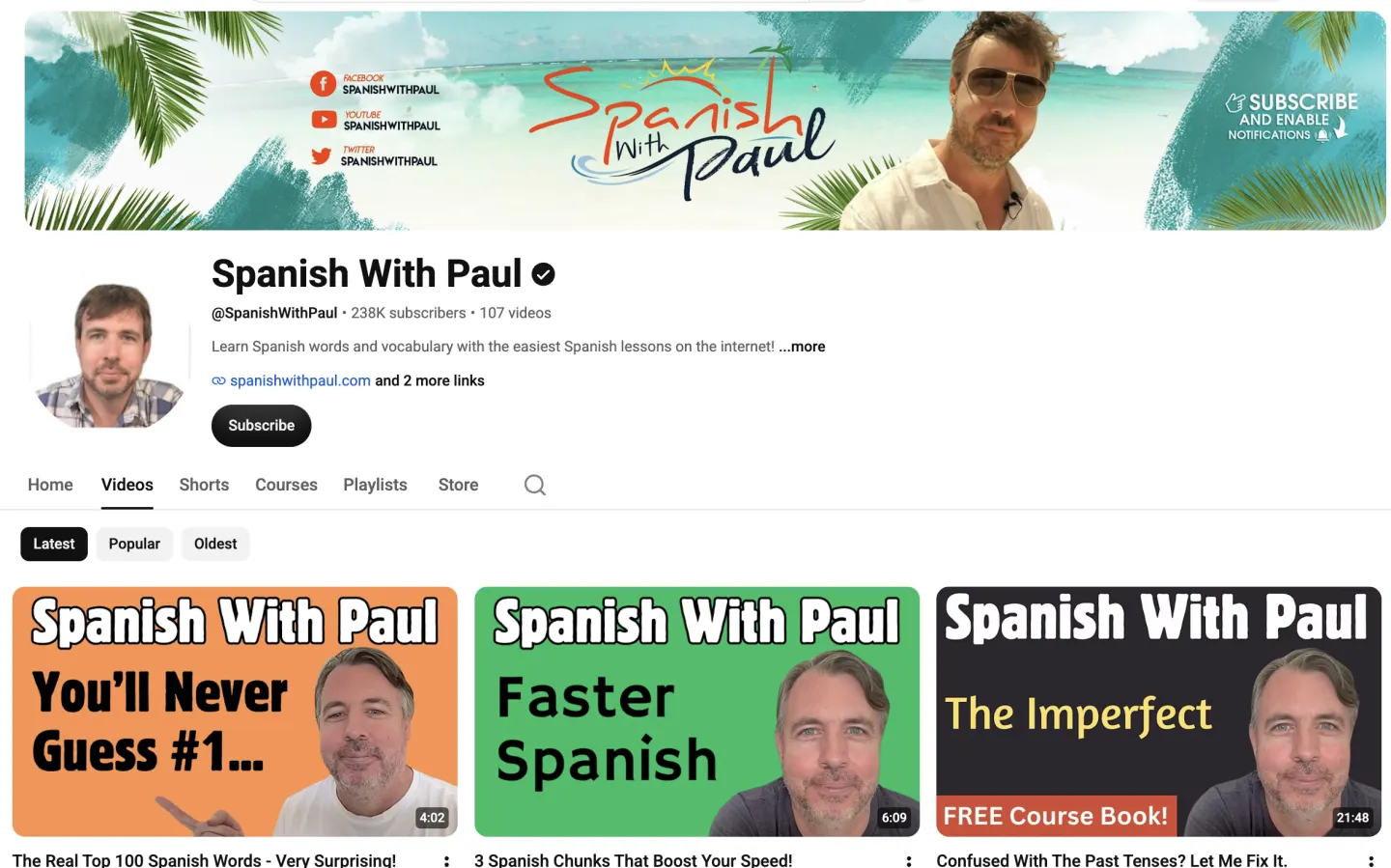 The Spanish with Paul channel on YouTube.