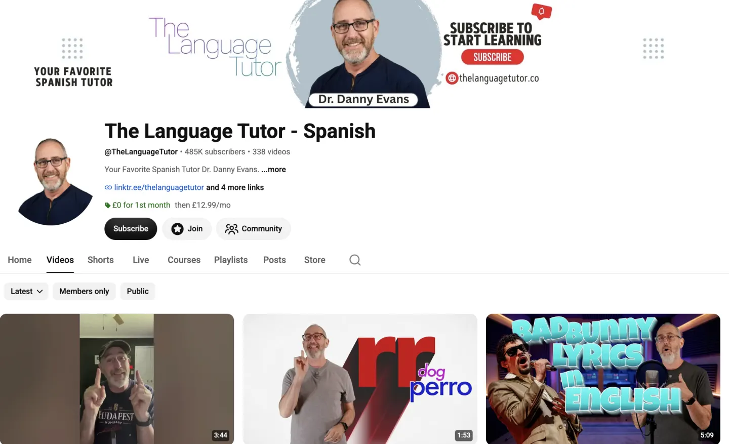 The The Language Tutor channel on YouTube.